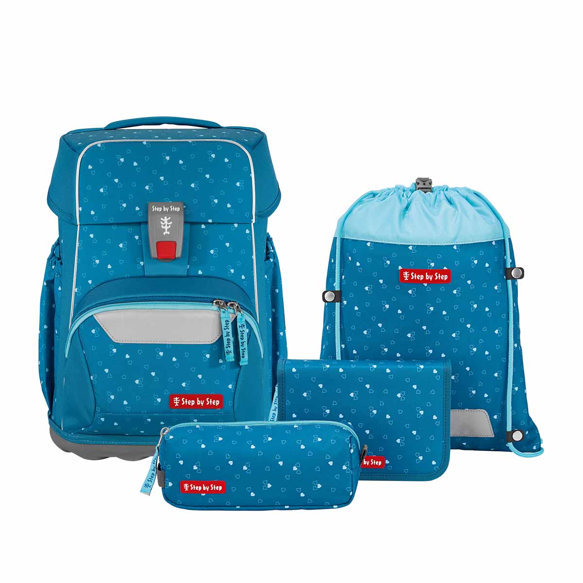 Schulranzen-Set BASIS Blue Hearts 4-teilig
