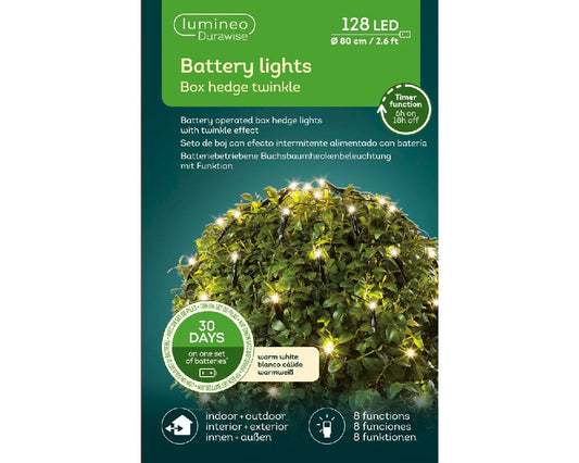 Buchsbaumnetz BATTERY LIGHTS 128 LED Ø 80 cm warm weiß, batteriebetrieben
