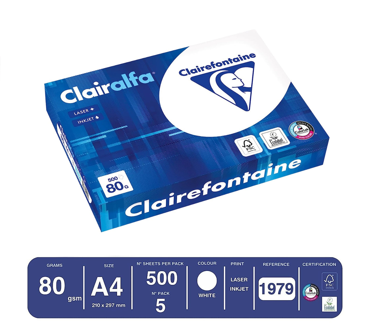Kopierpapier Clairalfa 5er Pack á 500 Blatt DIN A4