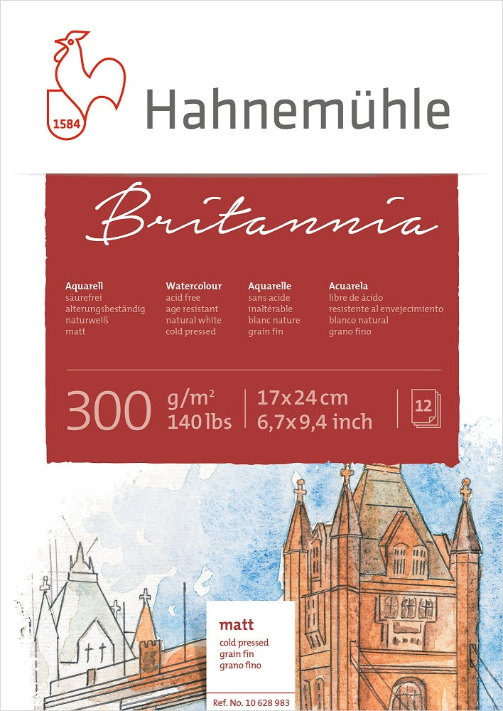 Aquarellblock Britannia 17 x 24 cm 300 g/m², cold pressed, matt