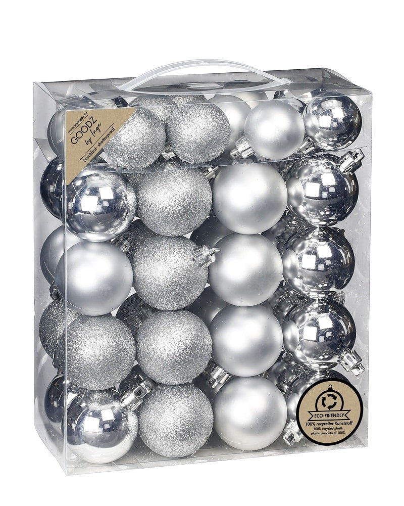 Inge's Christmas Decor Weihnachtskugeln 44 Stück 4-5 cm Silber, Kunststoff