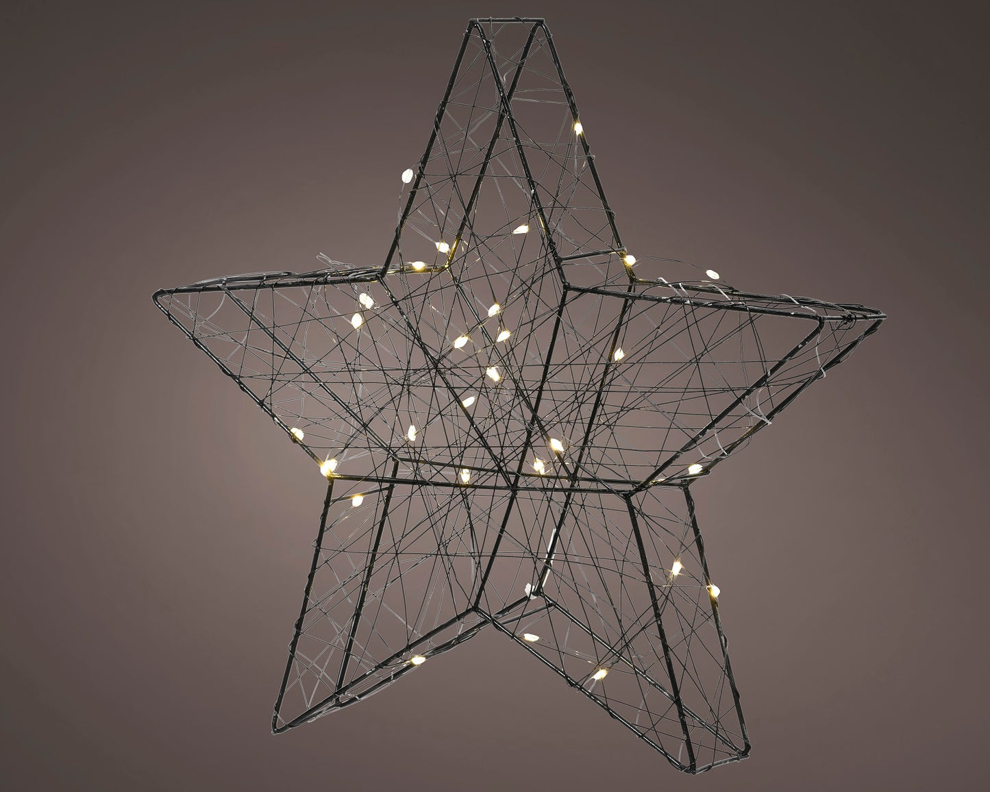 Metall-Stern schwarz 30 LED, 30 x 29 cm, warm weiß, batteriebetrieben