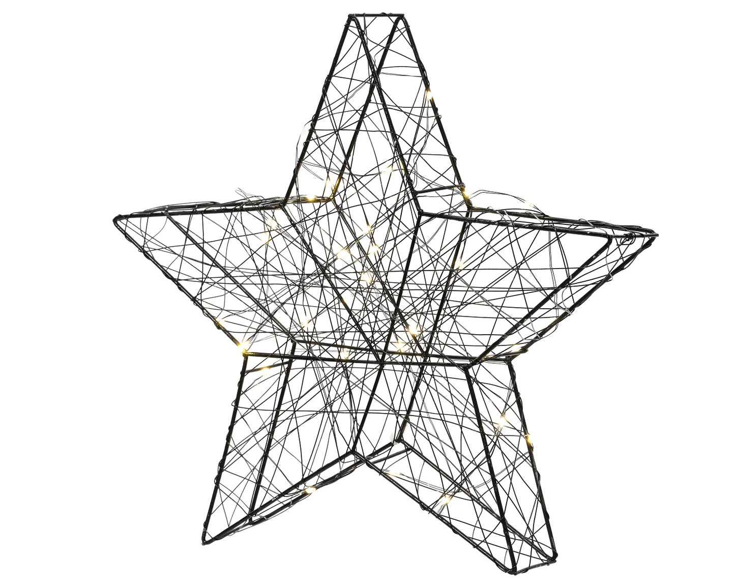Metall-Stern schwarz 30 LED, 30 x 29 cm, warm weiß, batteriebetrieben