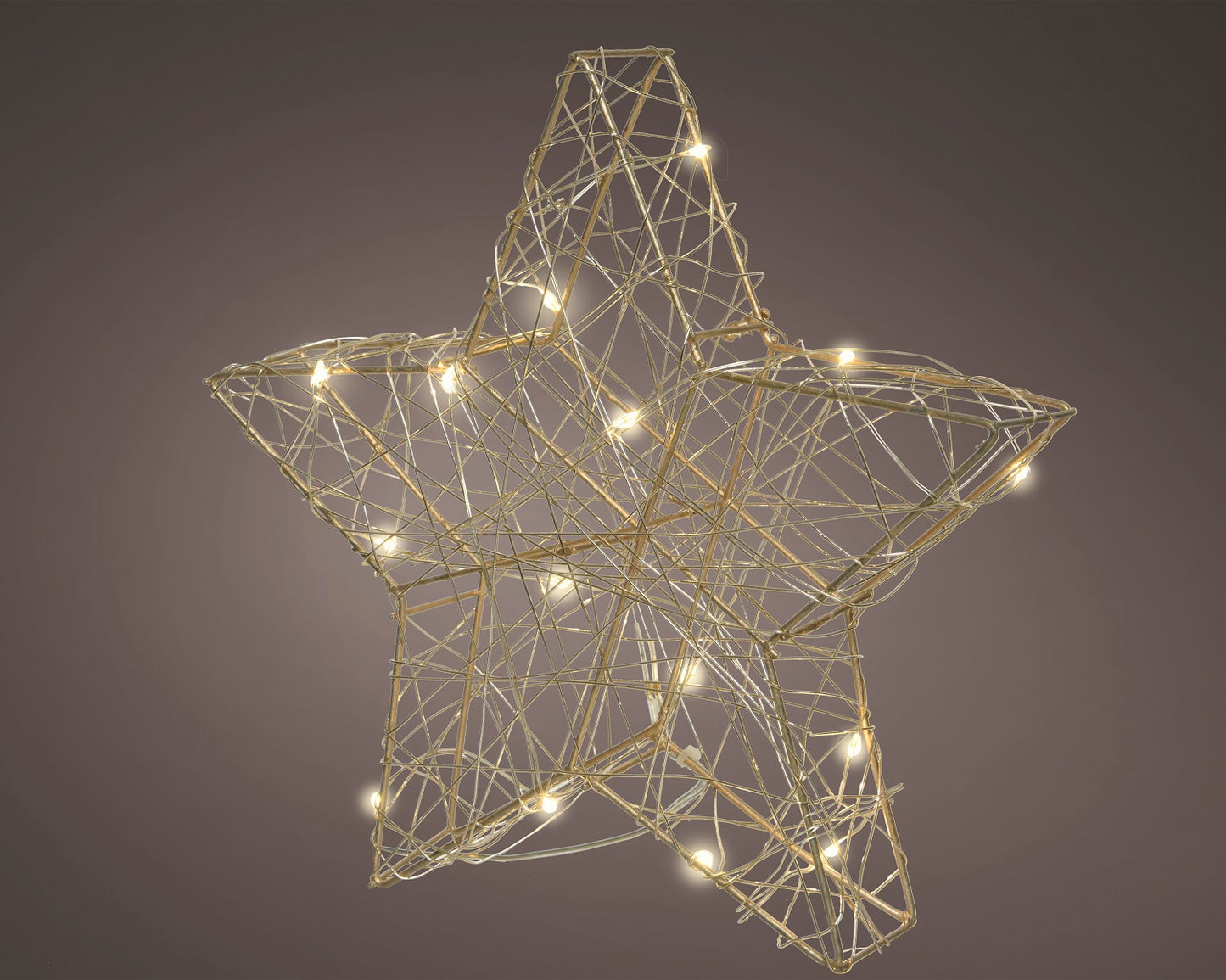 Metall-Stern Gold 30 LED, 30 x 30 cm, warm weiß, batteriebetrieben