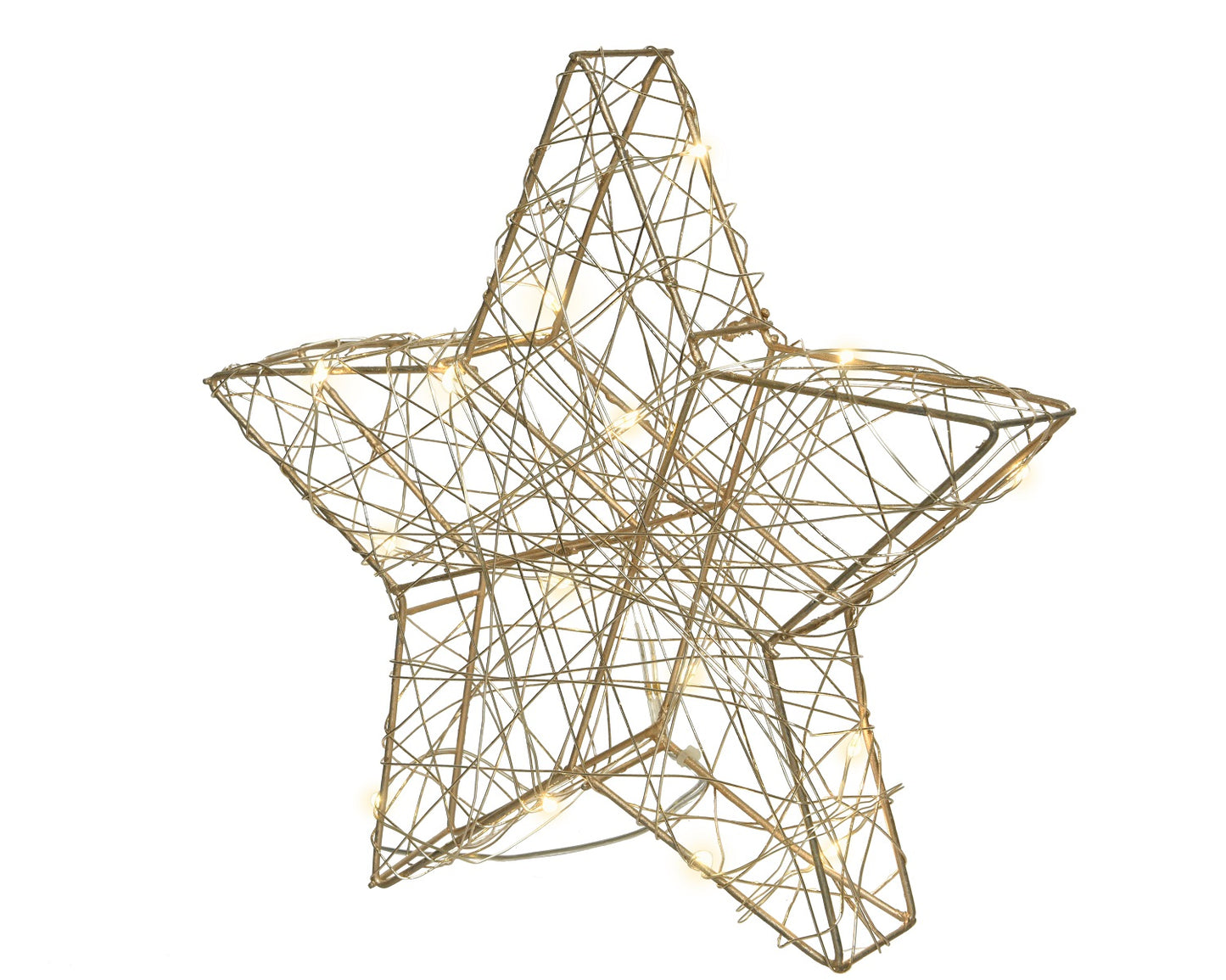Metall-Stern Gold 30 LED, 30 x 30 cm, warm weiß, batteriebetrieben