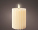 LED Wachskerze Creme 12,5 x 7,5 cm, geriffelt, batteriebetrieben
