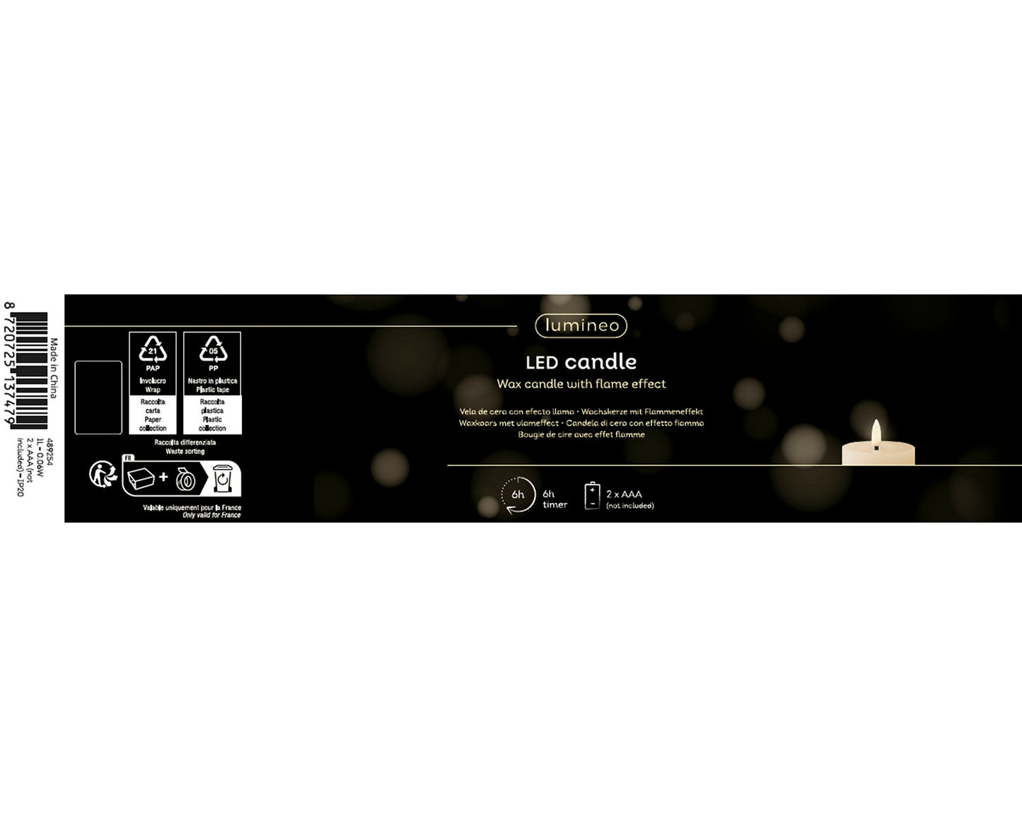 LED Wachskerze Dunkelbraun 15 x 7 cm, batteriebetrieben