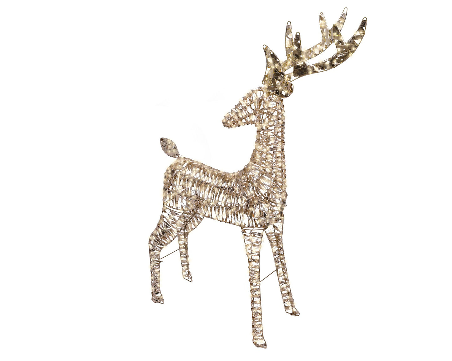LED Rentier 960 LED 65 x 130 cm Gold, warm weiß, mit Flash-Effekt