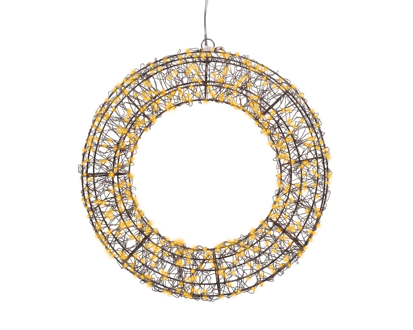 LED Metall-Kranz Schwarz 500 LED, 38 x 38 cm, klassisch warm