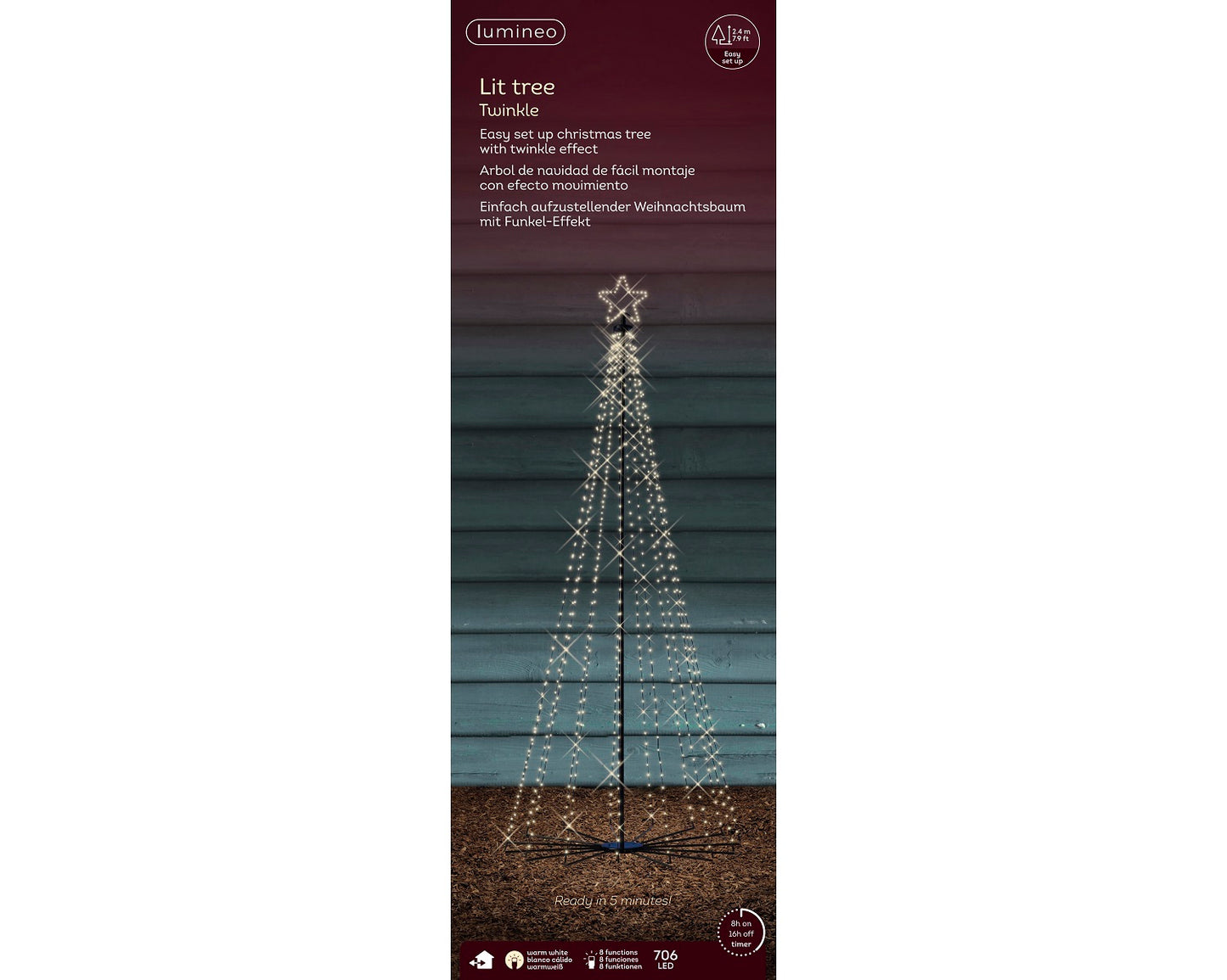 LED Metall-Baum 706 LED 240 cm Schwarz, warm weiß
