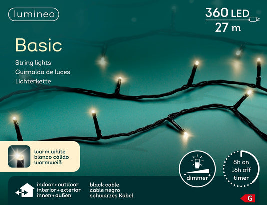 Lichterkette BASIC 360 LED 27 m warm weiß, schwarzes Kabel