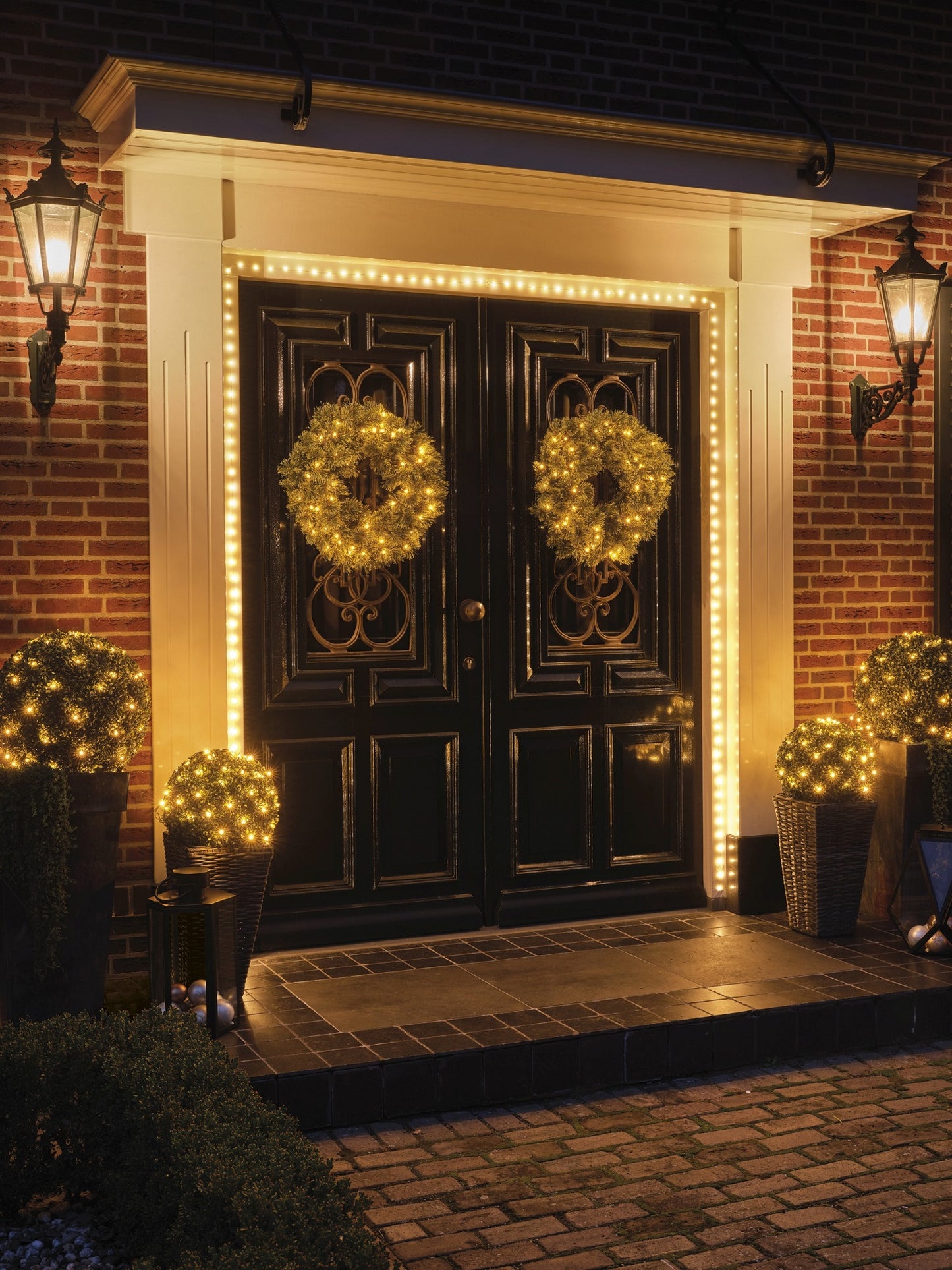 Buchsbaumbeleuchtung 80 LED D: 50 cm, warm weiß, grünes Kabel