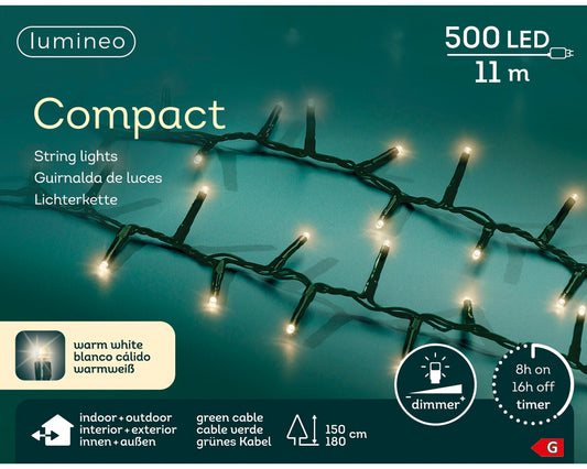 Lichterkette COMPACT 500 LED 11 m warm weiß, grünes Kabel