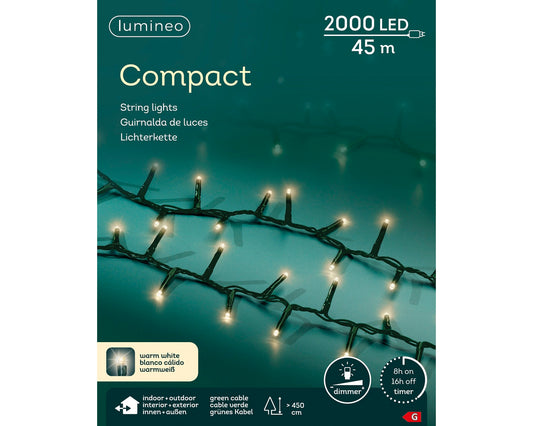 Lichterkette COMPACT 2000 LED 45 m warm weiß, grünes Kabel