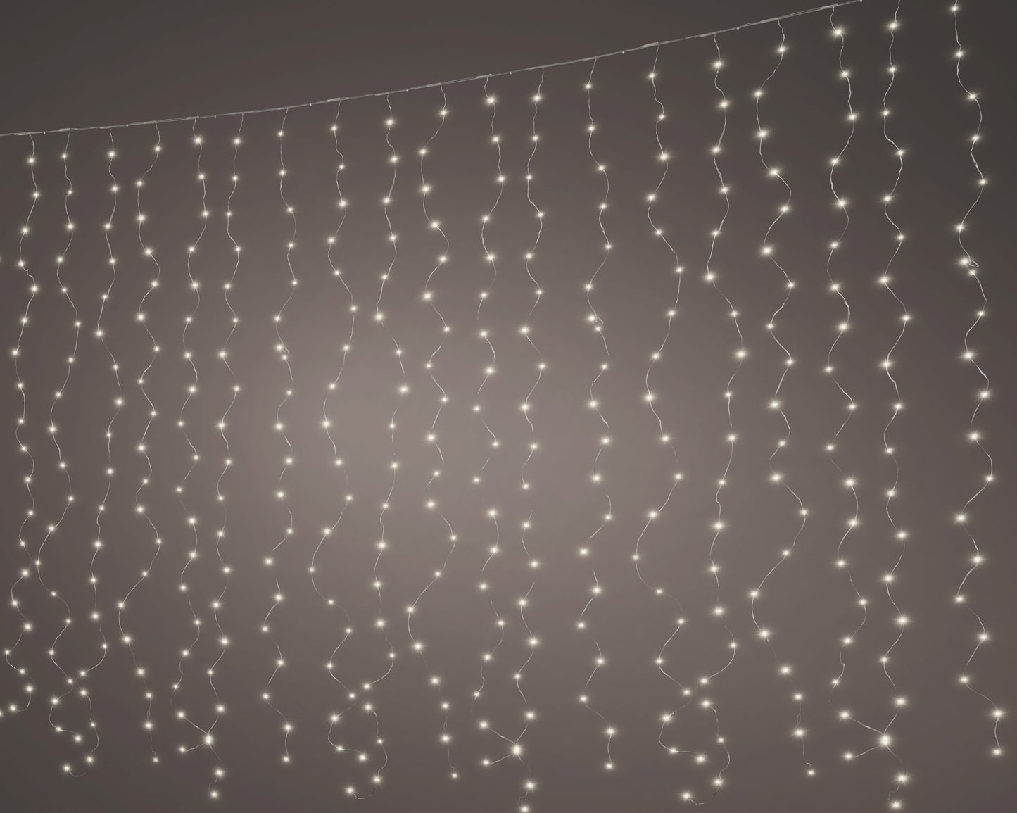 Lichtervorhang CURTAIN LIGHTS 800 LED 3,9 x 2 m warm weiß, transparentes Kabel