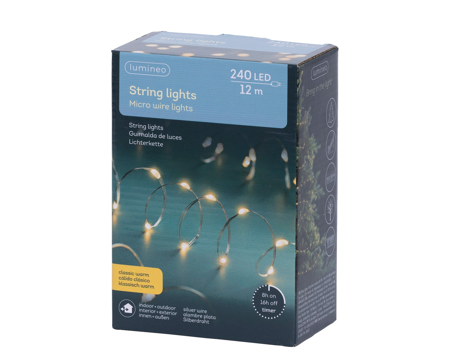 Lichterkette STRING LIGHTS 240 LED 12 m klassisch warm, Silberdraht