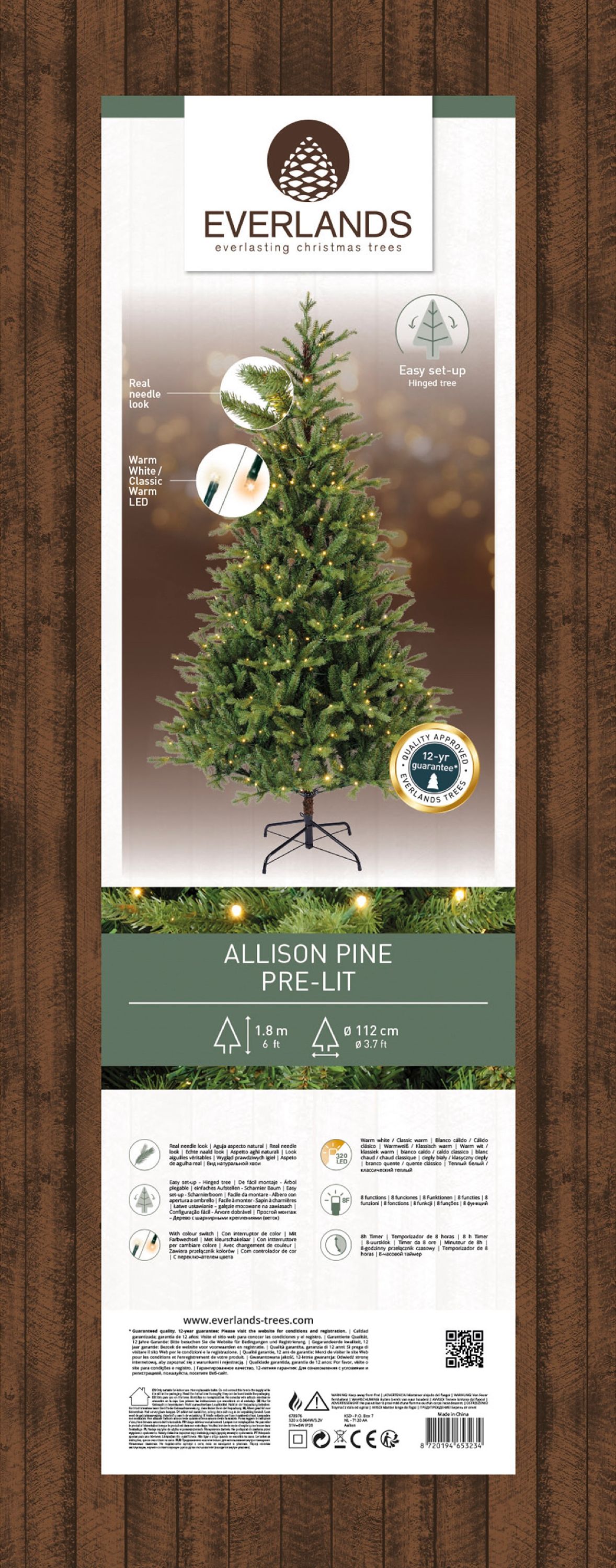 Künstlicher Weihnachtsbaum, Allison Pine grün, 180 cm, Beleuchtet