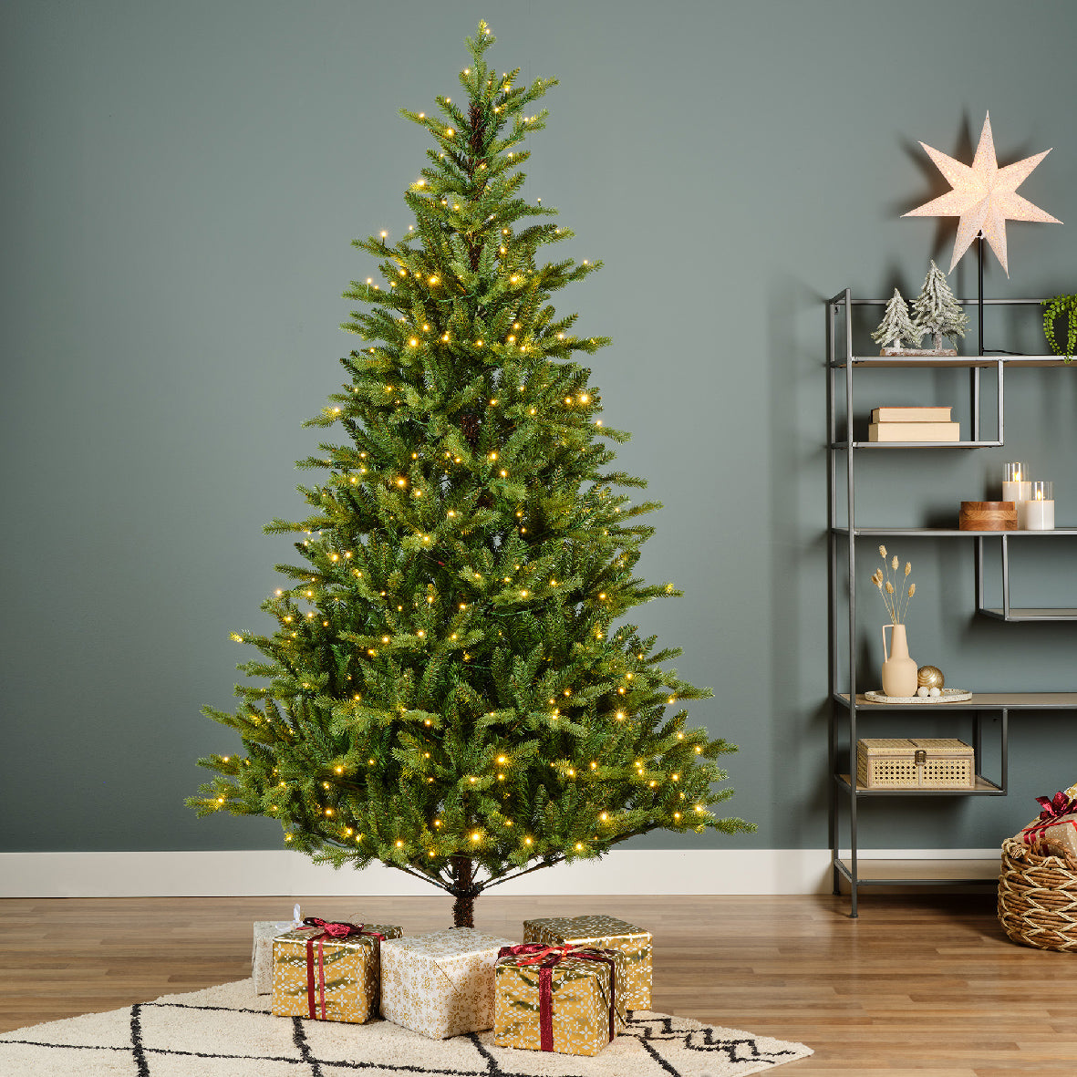 Künstlicher Weihnachtsbaum, Allison Pine grün, 210 cm, Beleuchtet