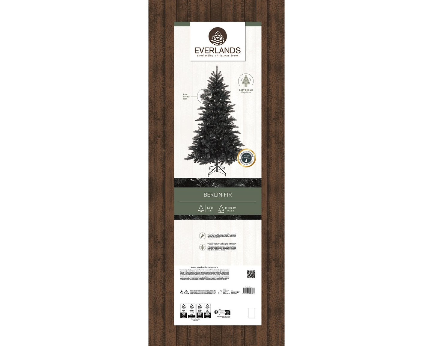 Künstlicher Weihnachtsbaum, BERLIN Tanne 180 cm, Schwarz