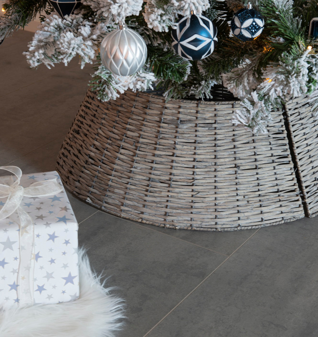 Baumring Weide Grau, Weihnachtsbaum, H: 28 cm / Ø: 57 cm