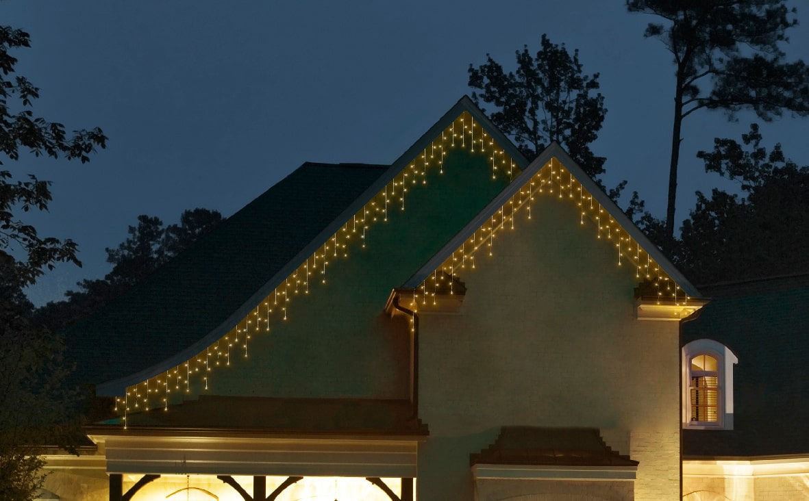 Lichtervorhang ICICLE TWINKLE 175 LED 7,5 m warm weiß, weißes Kabel