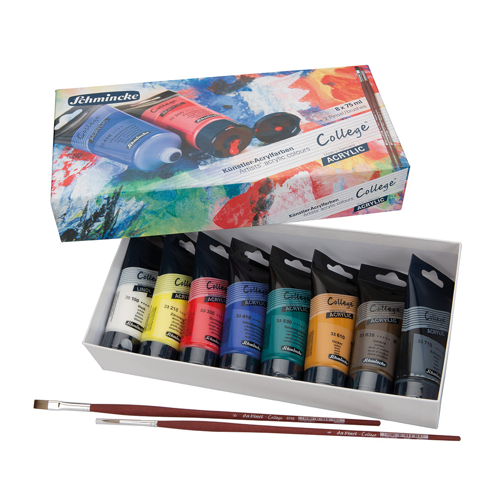 Künstler-Acrylfarben 8 x 75 ml + 2 Pinsel
