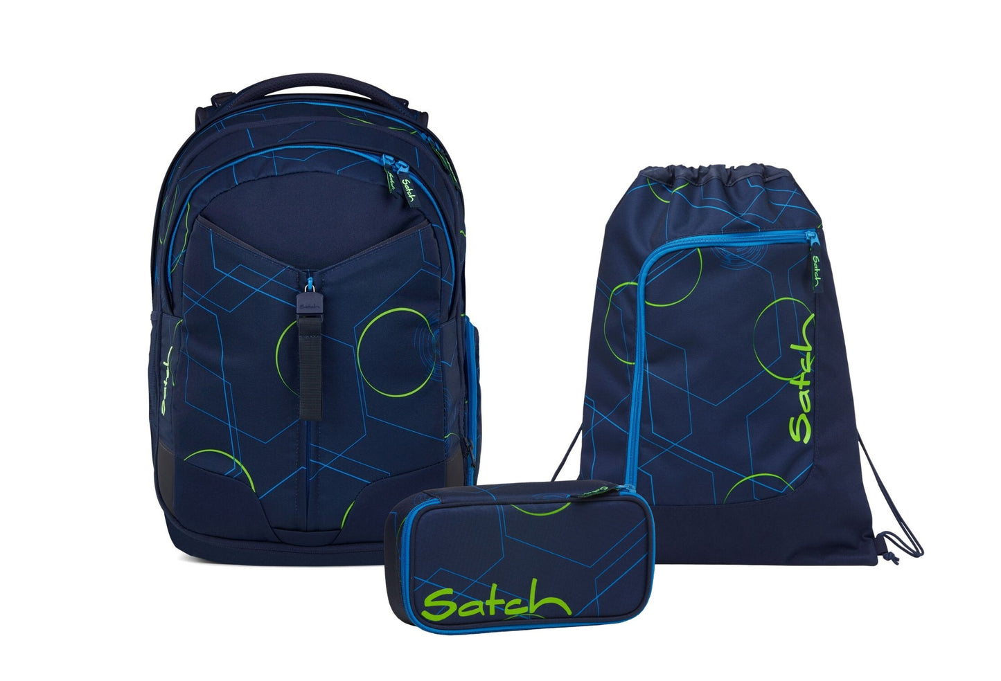 Schulrucksack-Set MATCH Blue Tech 3-teilig, Kollektion 2025