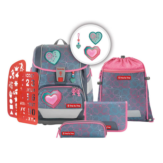 Schulranzen-Set 2IN1 PLUS Glitter Heart 6-teilig