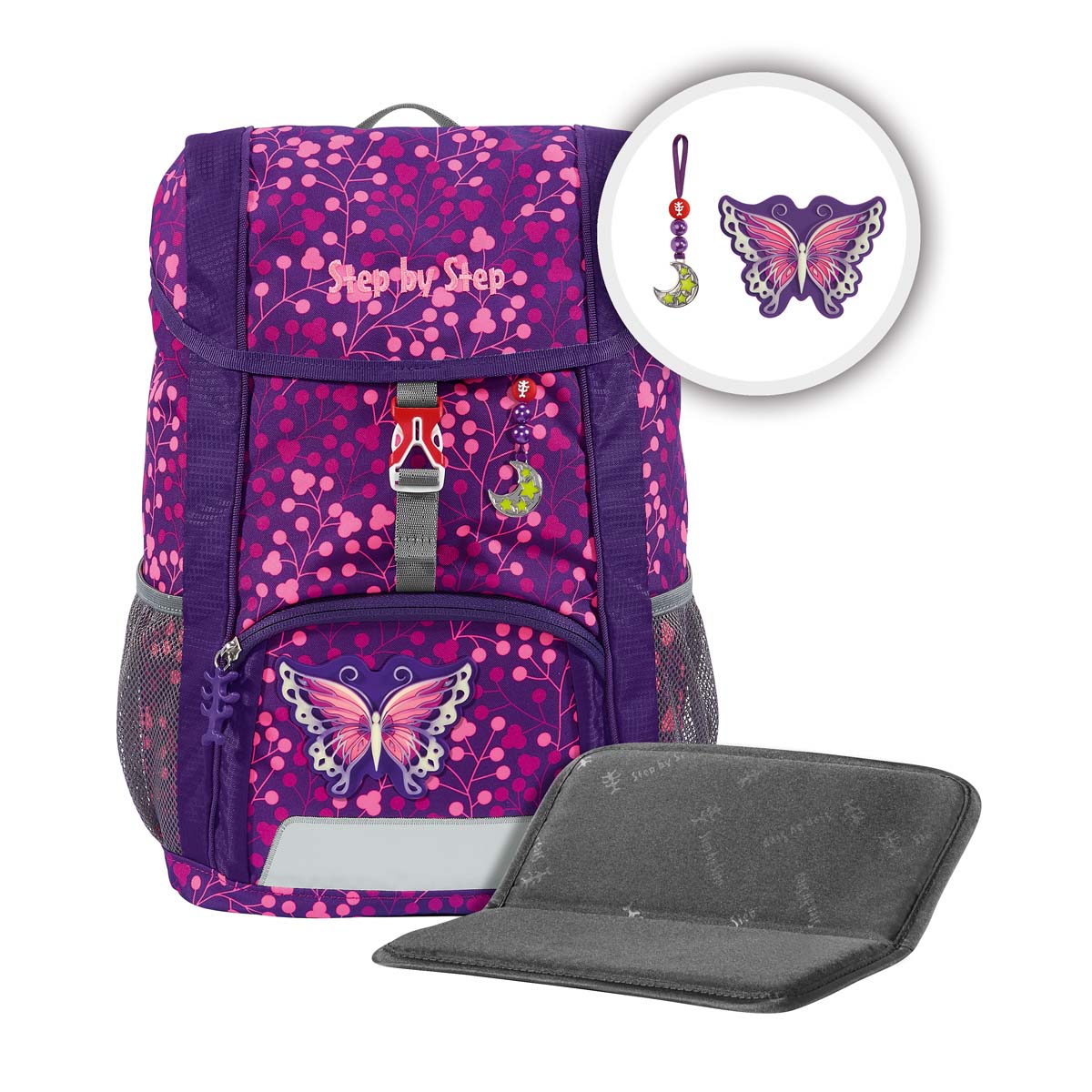 Kinderrucksack KID SHINE Butterfly Night Ina 3-teilig