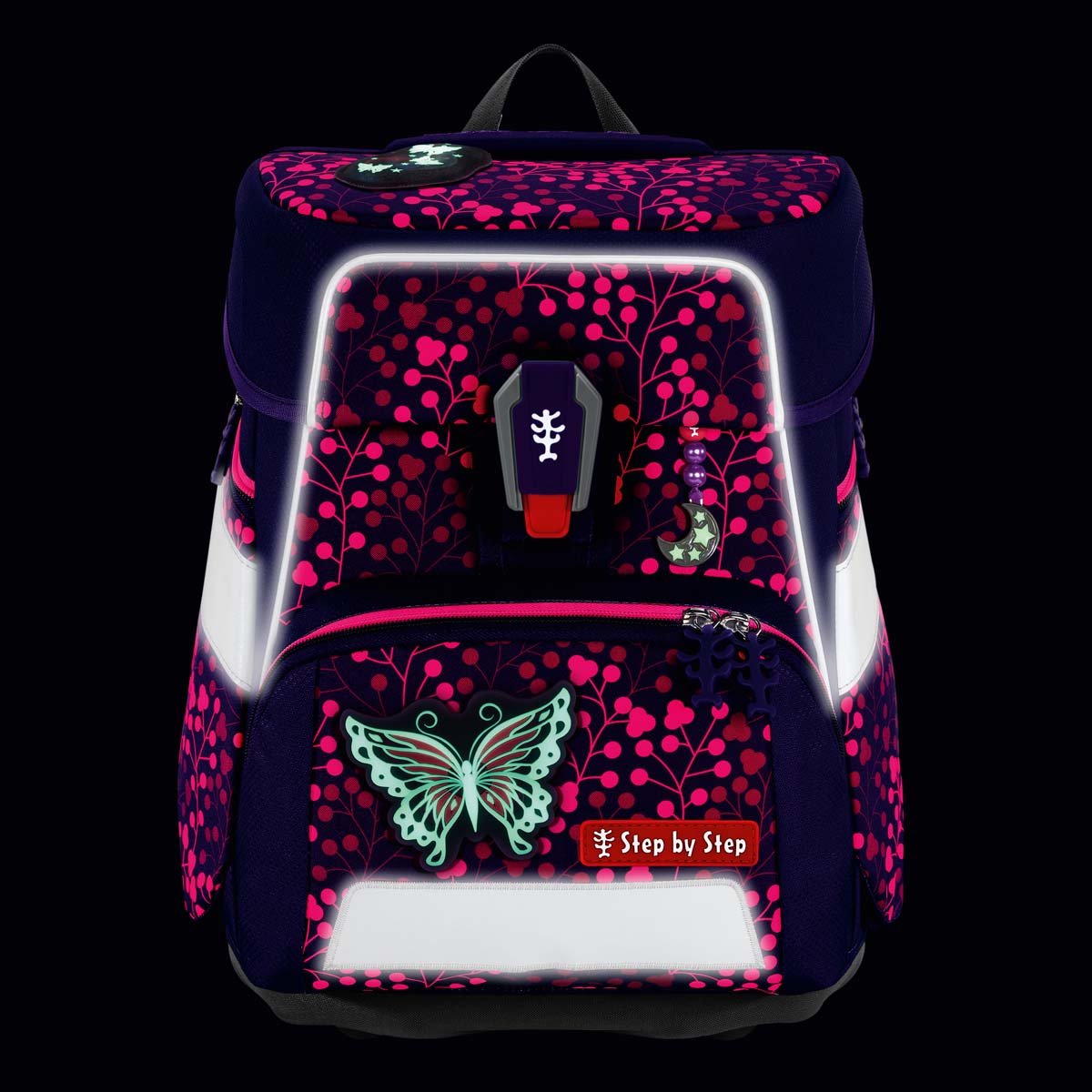 Schulranzen-Set SPACE SHINE Butterfly Night Ina 6-teilig