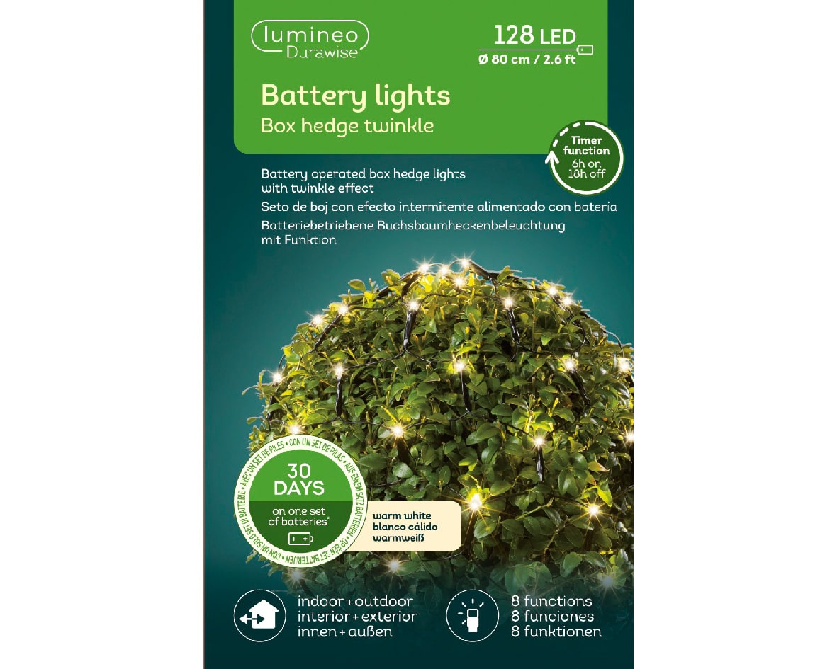 B-Ware Buchsbaumnetz BATTERY LIGHTS 128 LED Ø 80 cm warm weiß, batteriebetrieben