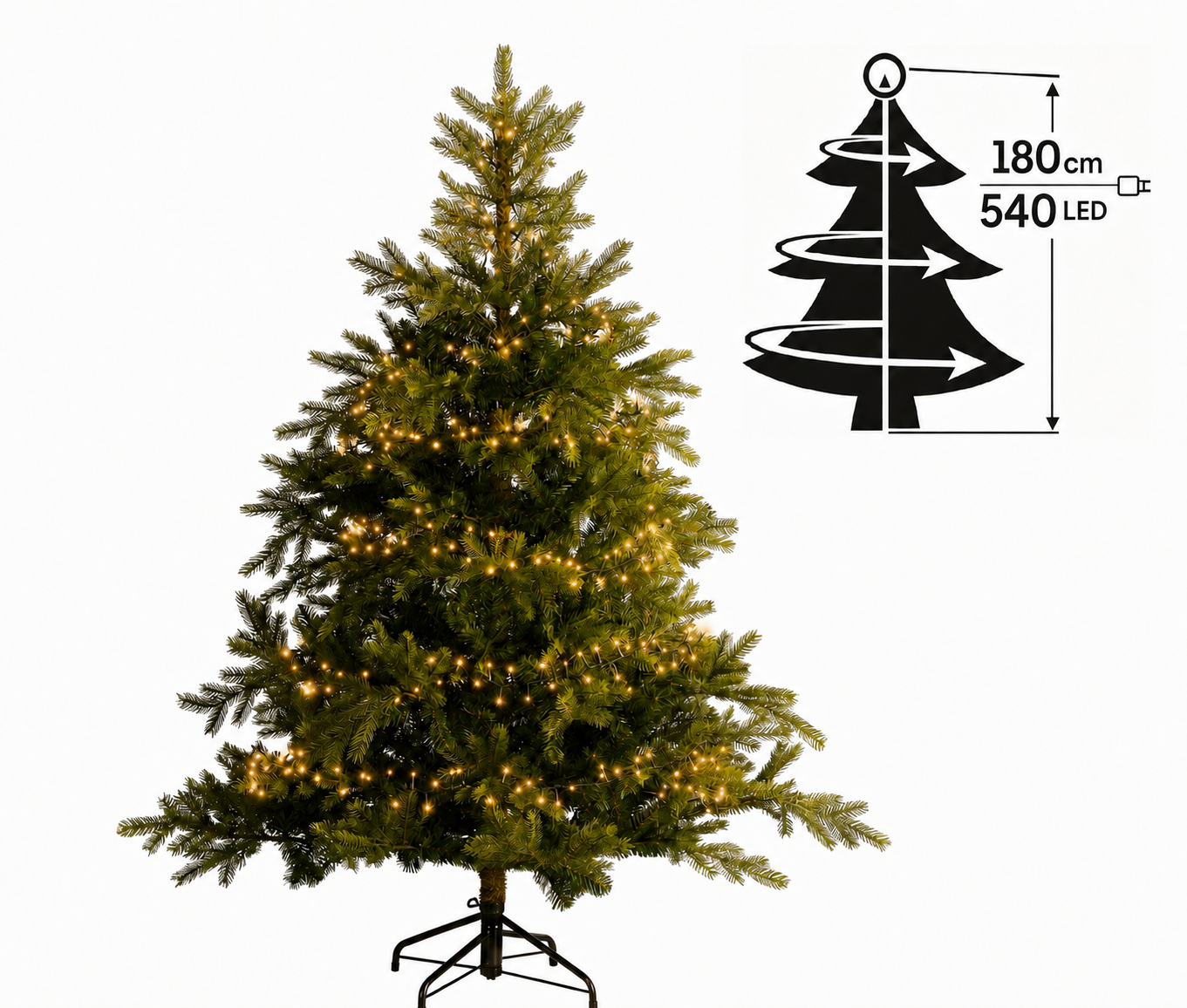 Lichterkette 1-2 Glow Compact 540 LED 1,8 m klassisch warm, grünes Kabel