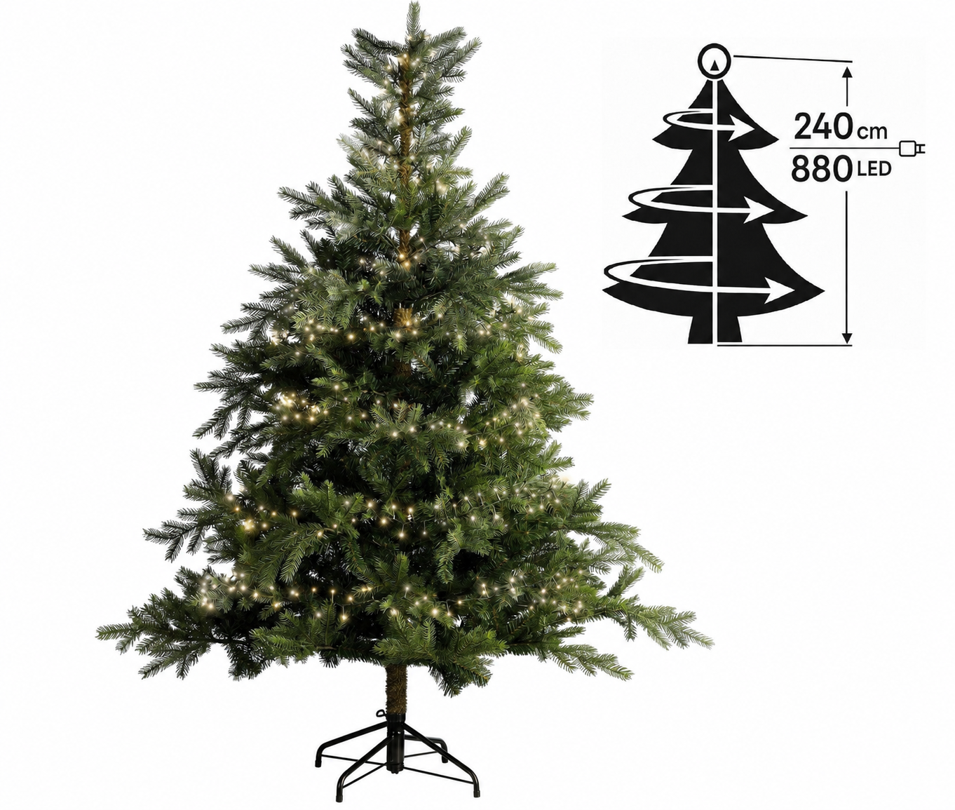 Lichterkette 1-2 Glow Compact 880 LED 2,4 m warm weiß, grünes Kabel