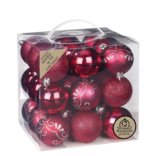 Weihnachtskugeln 27 Stück 6 cm, Berry-Kiss, Kunststoff