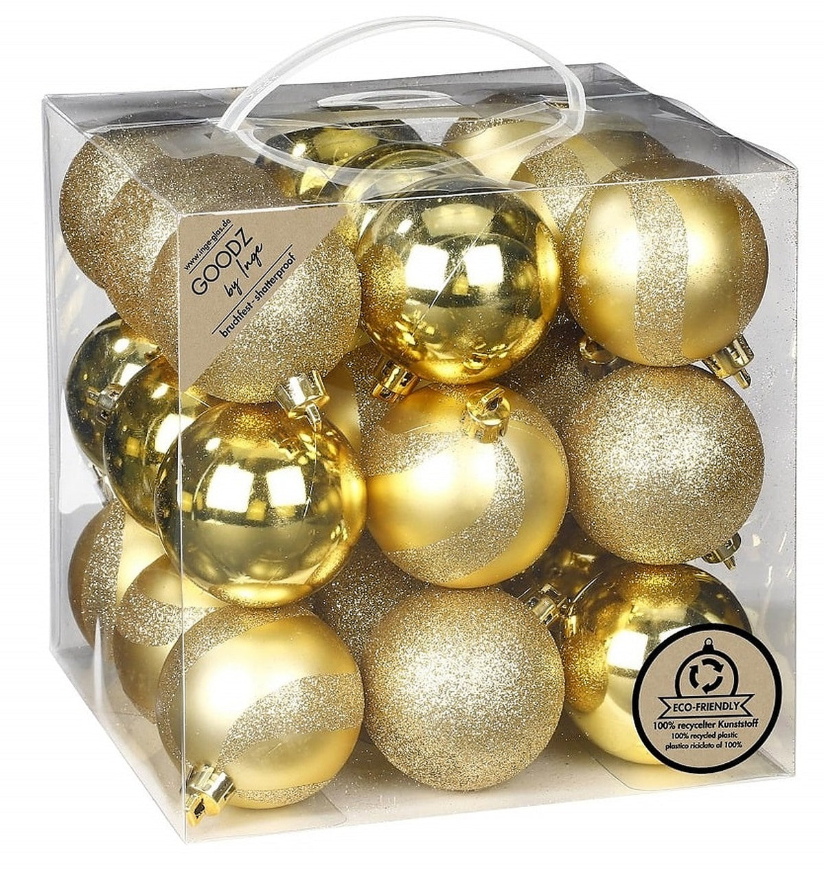 Inge's Christmas Decor Weihnachtskugeln 27 Stück 6 cm Gold, Kunststoff
