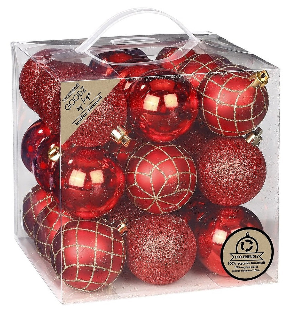Inge's Christmas Decor Weihnachtskugeln 27 Stück 6 cm Rot, Kunststoff