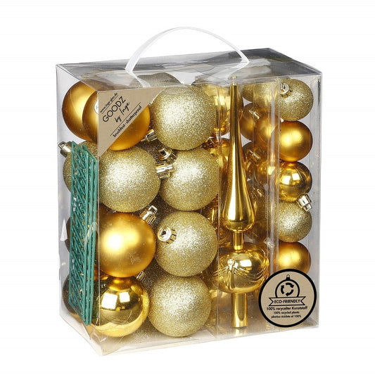Weihnachtskugel mit Spitze 39 Stück 4 und 6 cm Gold, Kunststoff