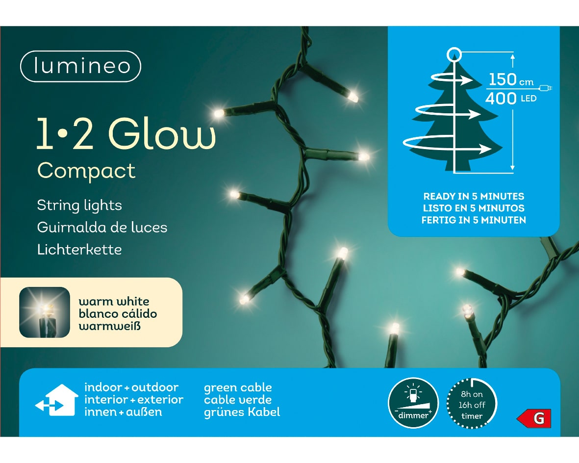 B-Ware Lichterkette 1-2 Glow Compact 400 LED 1,5 m warm weiß, grünes Kabel