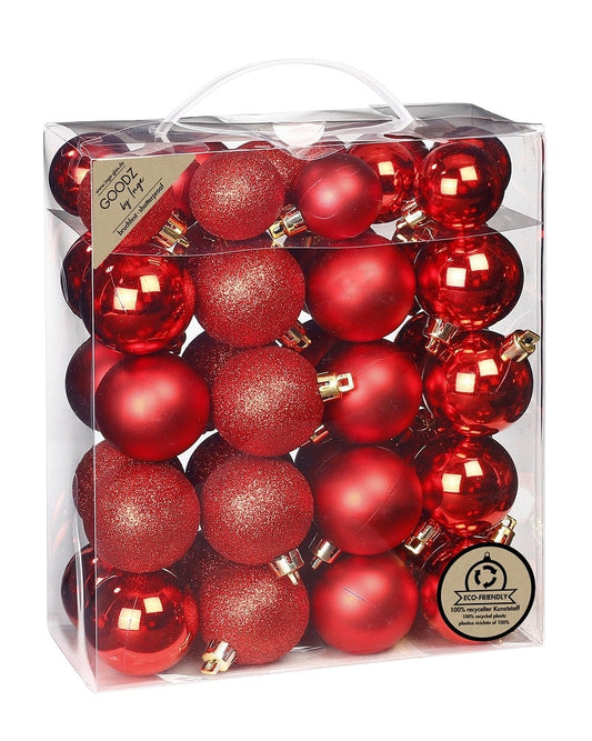 Weihnachtskugeln 44 Stück 4-5 cm Rot, Kunststoff