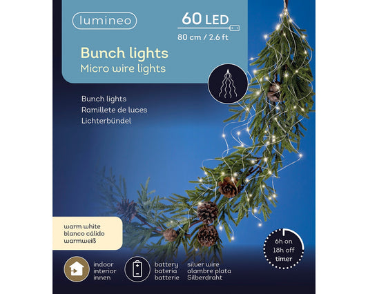 Lichterbündel BUNCH LIGHTS 60 LED 80 cm warm weiß, batteriebetrieben