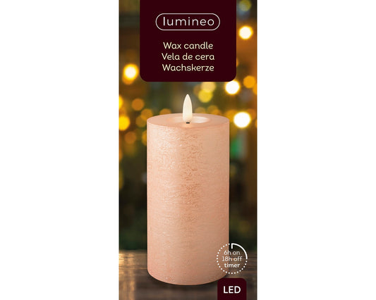 LED Wachskerze Hell Rose 15 x 7 cm, batteriebetrieben