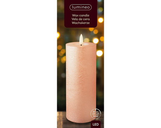 LED Wachskerze Hell Rose 19 x 7 cm, batteriebetrieben