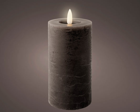 LED Wachskerze Grau 15 x 7 cm, batteriebetrieben
