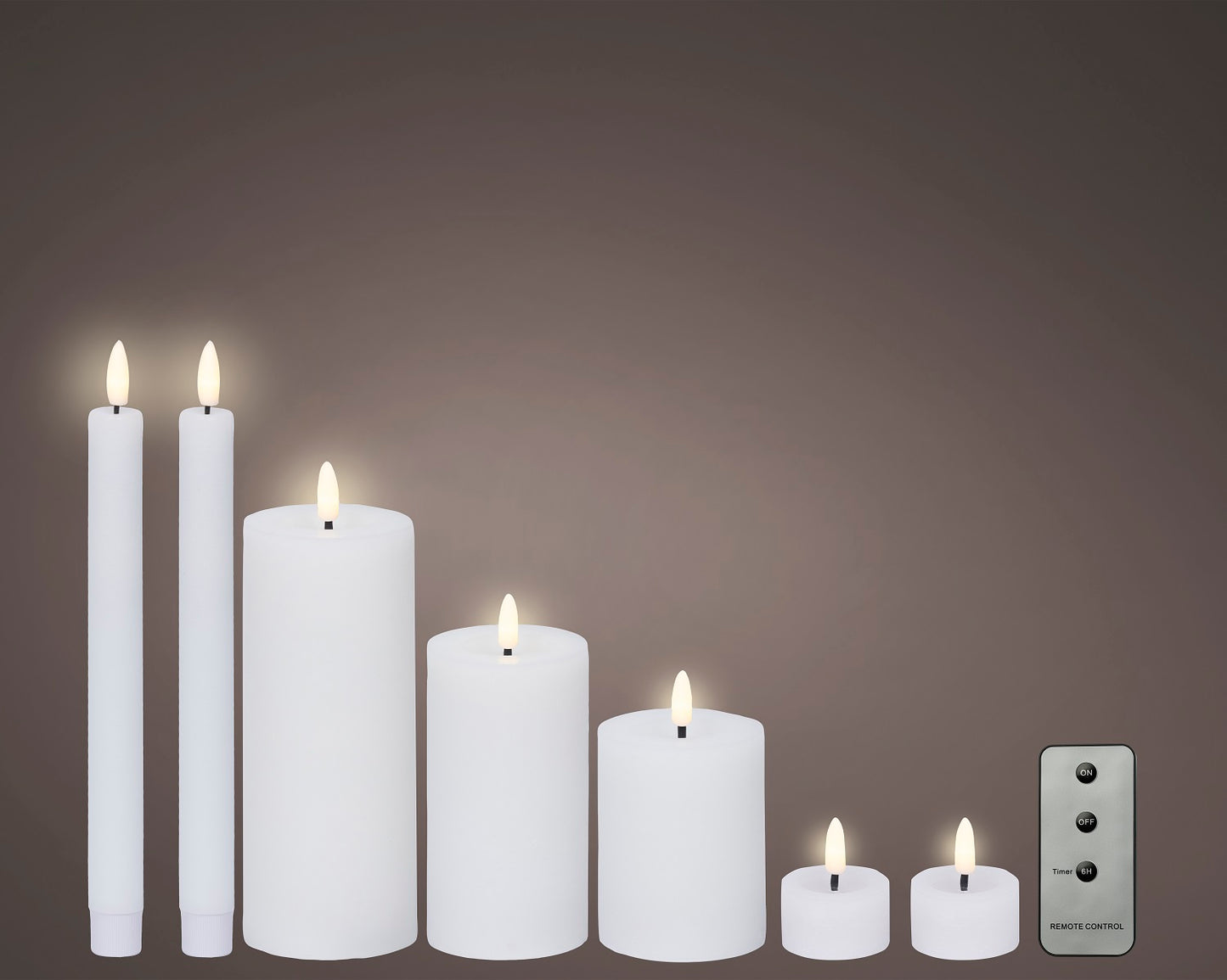 LED Wachskerzen 7er-Set Weiß, batteriebetrieben