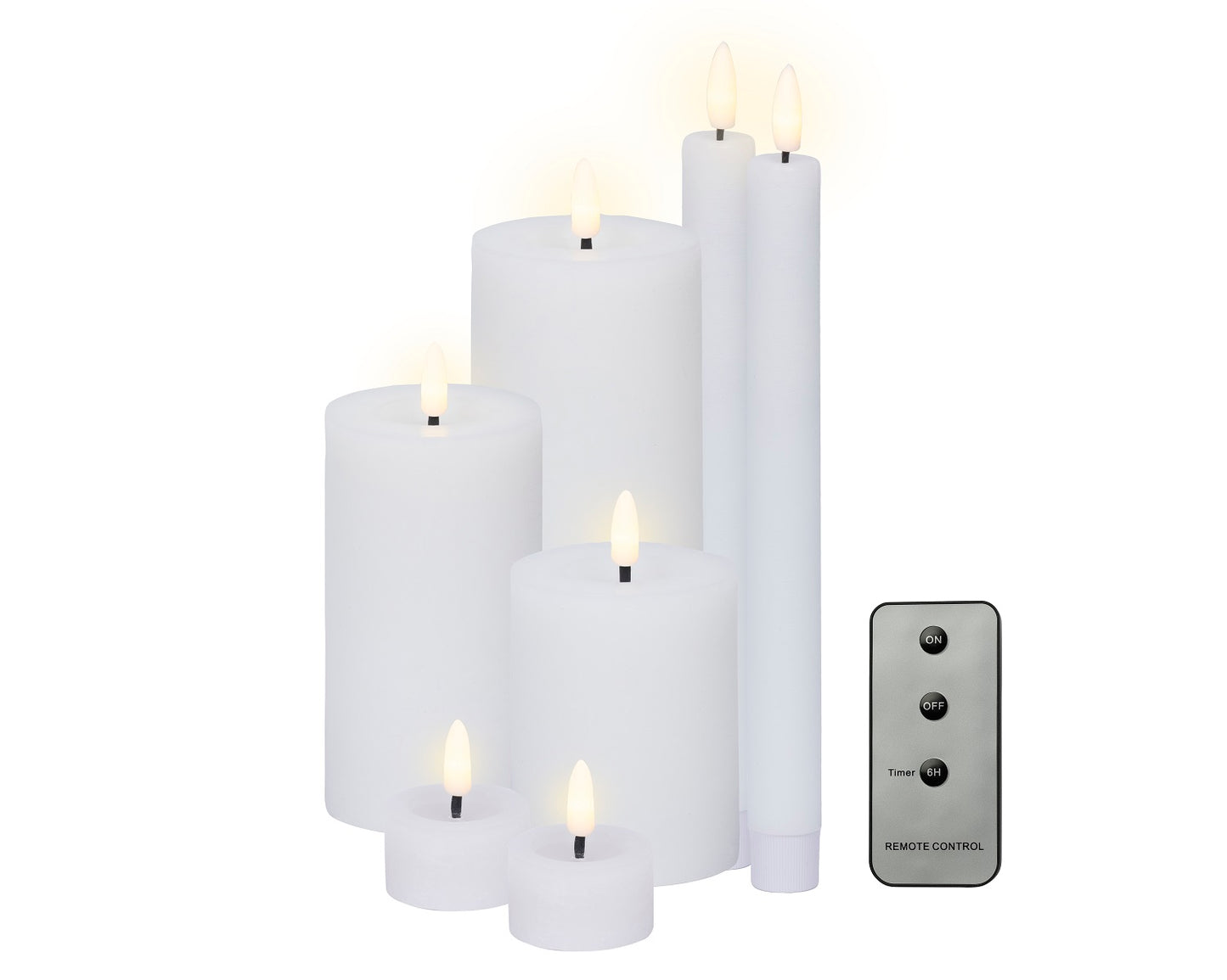 LED Wachskerzen 7er-Set Weiß, batteriebetrieben