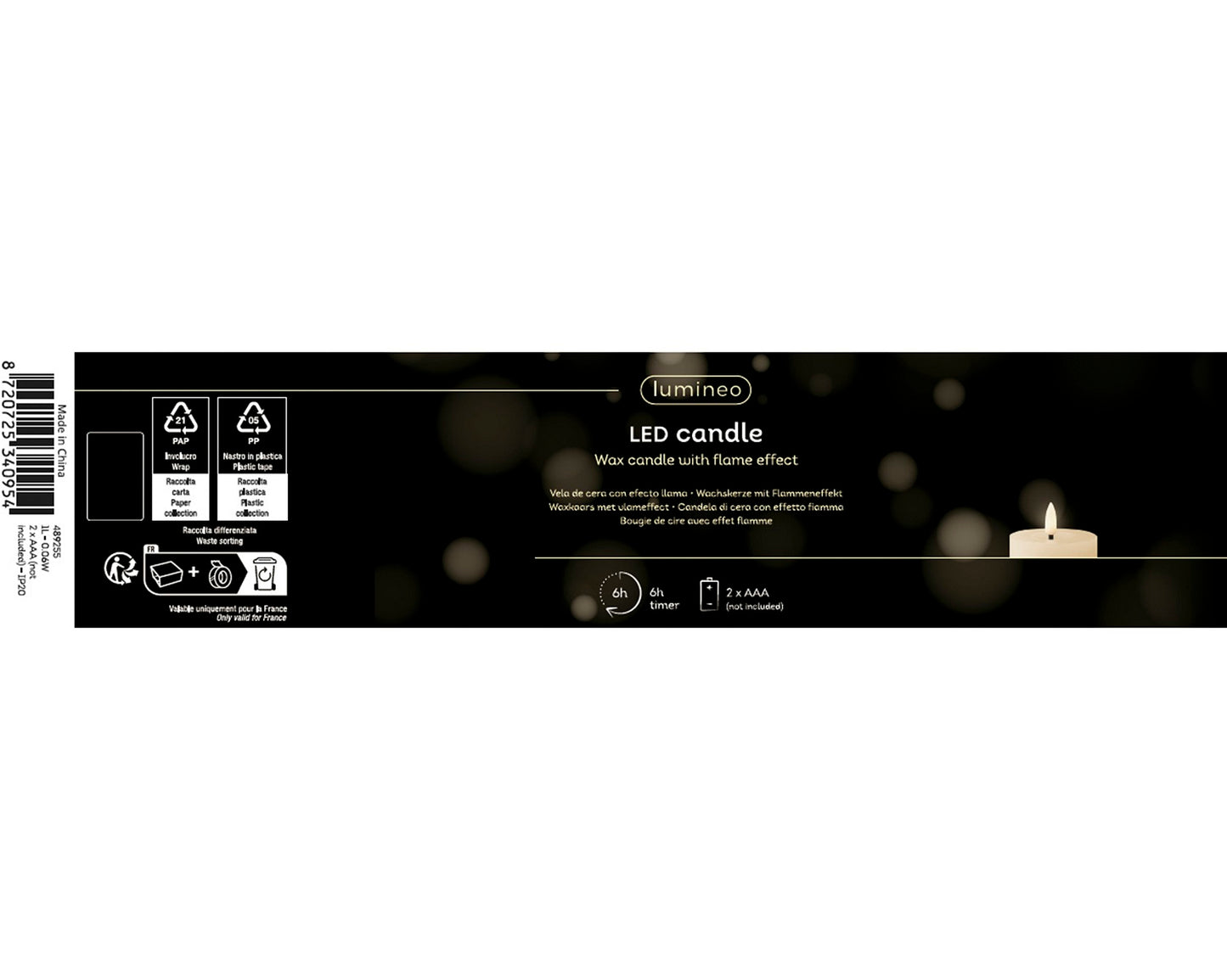 LED Wachskerze Dunkelbraun 19 x 7 cm, batteriebetrieben