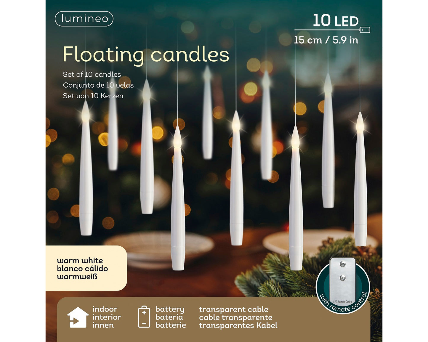 Floating Candles Weiß, 10 LED / H: 15 cm, warm weiß, batteriebetrieben