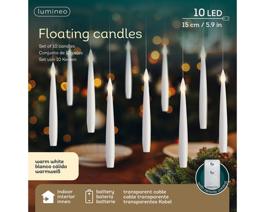 Floating Candles Weiß, 10 LED / H: 15 cm, warm weiß, batteriebetrieben