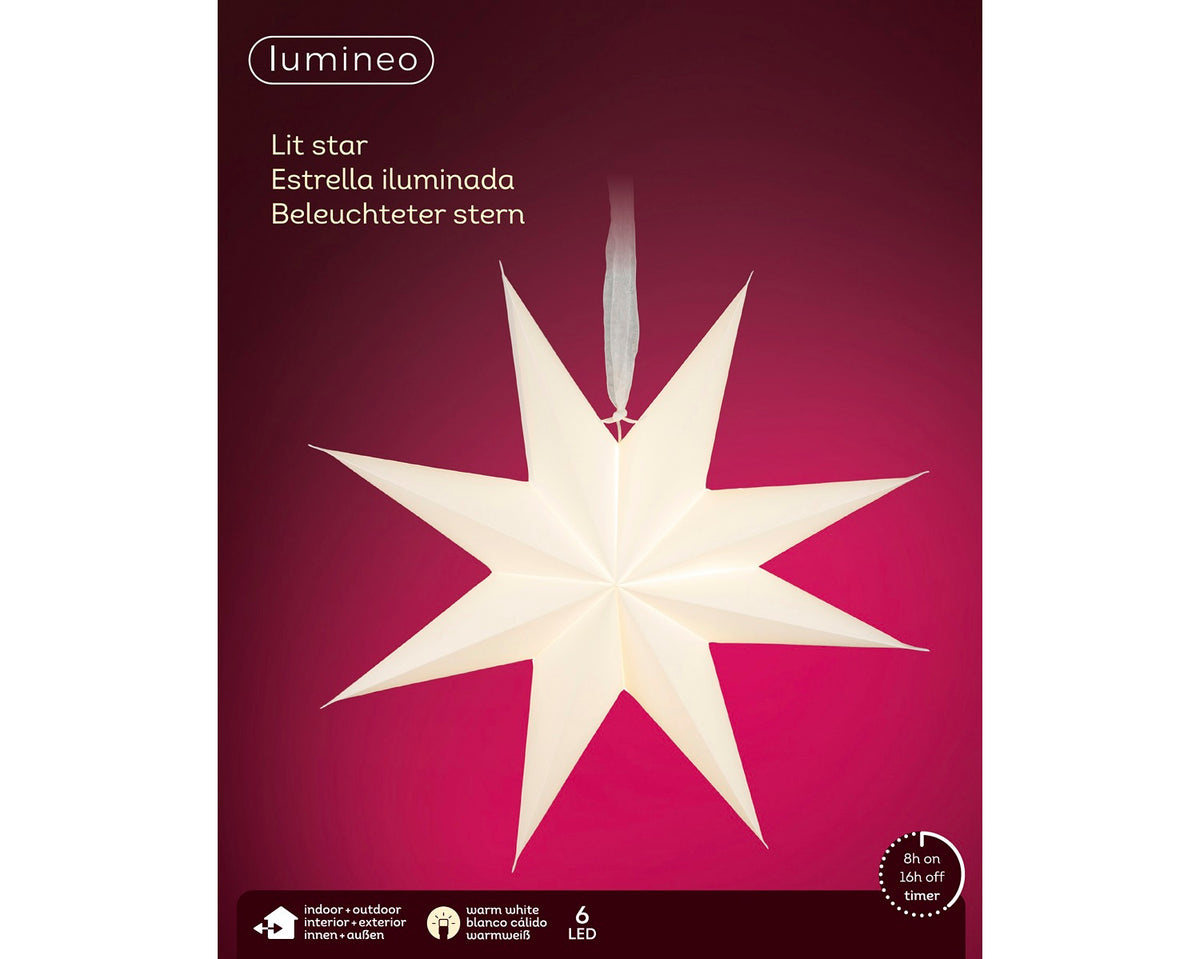 LED Leuchtstern zum Aufhängen, 58 x 17 cm, warm weiß, batteriebetrieben