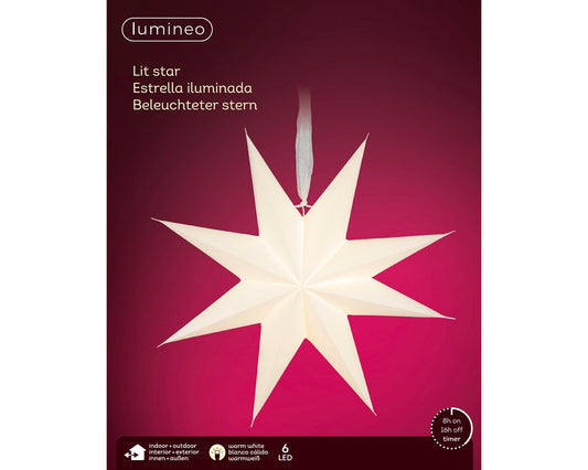 LED Leuchtstern zum Aufhängen, 58 x 17 cm, warm weiß, batteriebetrieben